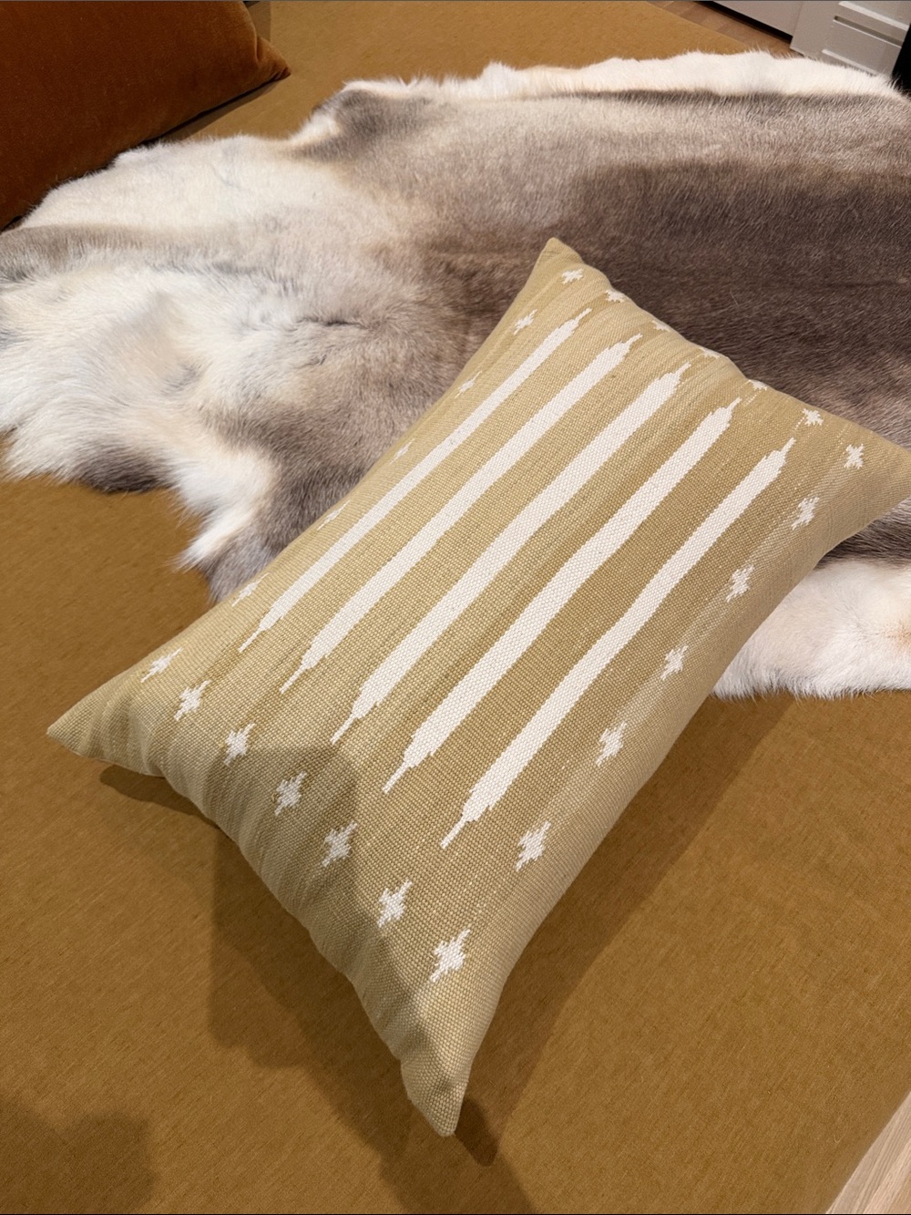 Jaipur Beige and White Striped Lumbar Accent Pillow